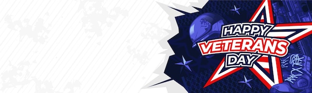 Vector happy veterans day banner with text space