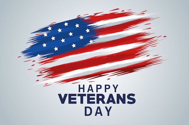 Happy Veterans Day belettering met USA vlag geschilderd