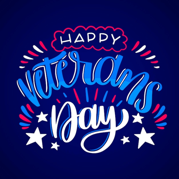 Vector happy veterans day lettering style