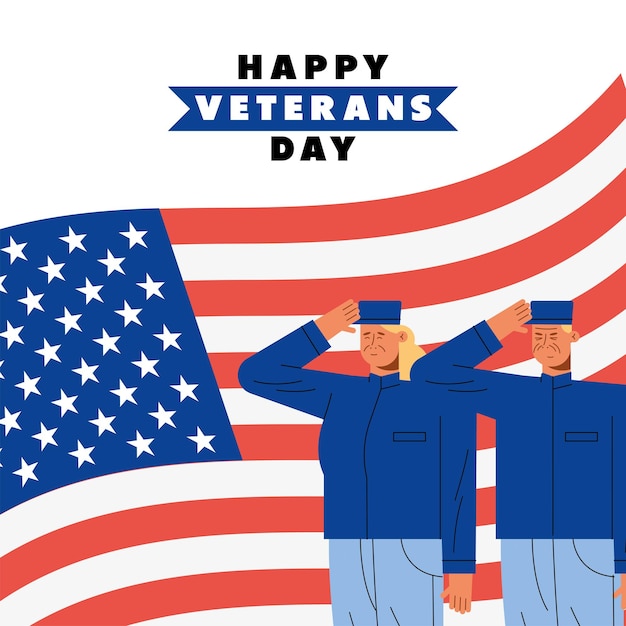 Vector happy veterans day poster