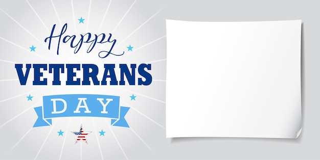 Happy veterans day usa holiday background with clearance, 3d\
sheet of paper. retro style text.