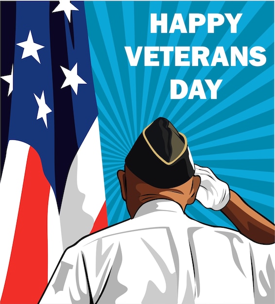 Vector happy veterans days poster in retro pop-art stijl