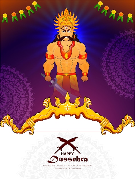 Happy vijaydashmi indian festival celebration vector illustration of king ravana Happy dussehra