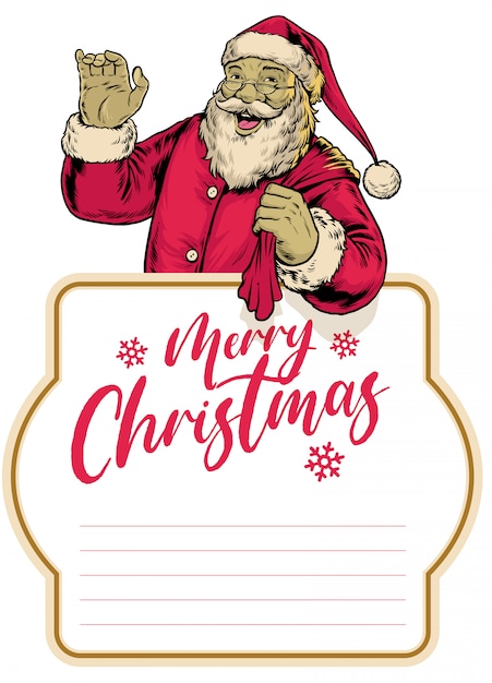 Happy vintage santa claus greeting merry christmas