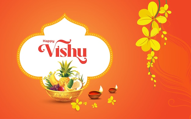 Happy Vishu Festival Vector Background Design Template