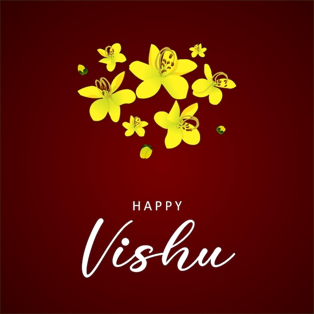 Happy vishu with kanikonna flower background