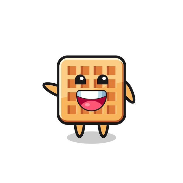 Happy waffle cute mascot character