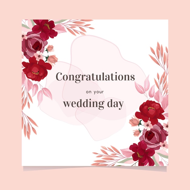 Vector happy wedding greeting card design