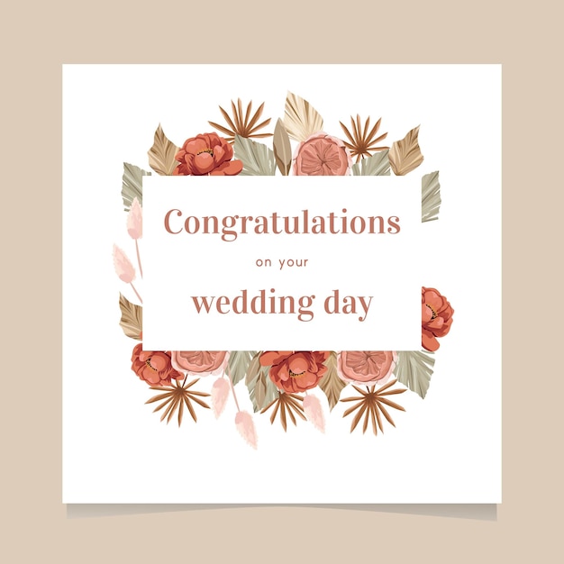 Vector happy wedding greeting card design