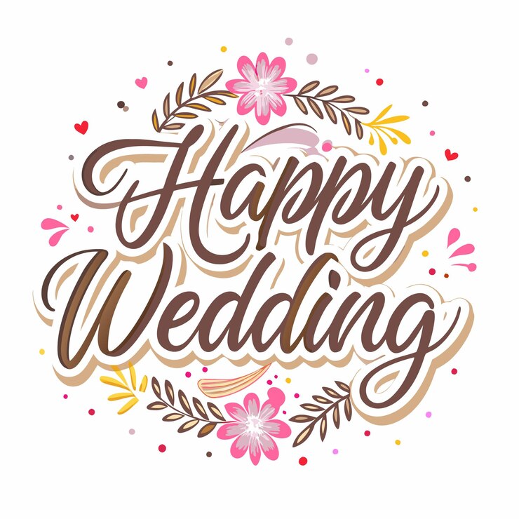 Vector 花 で 飾ら れ た 幸せ な 結婚 祝い の カード
