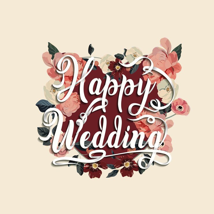 Vector happy_wedding_quotes_poster_template_elegant_classic_flowers_texts_decor