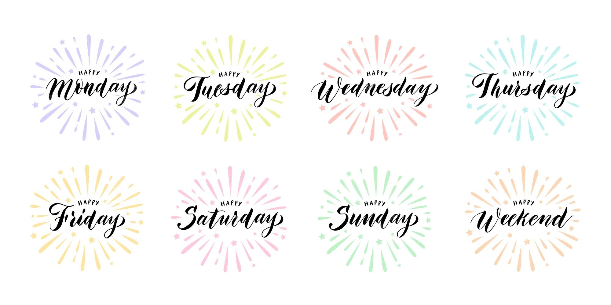 Premium Vector  Days of the week in lettering monday tuesday wednesday  thursday friday saturday sunday