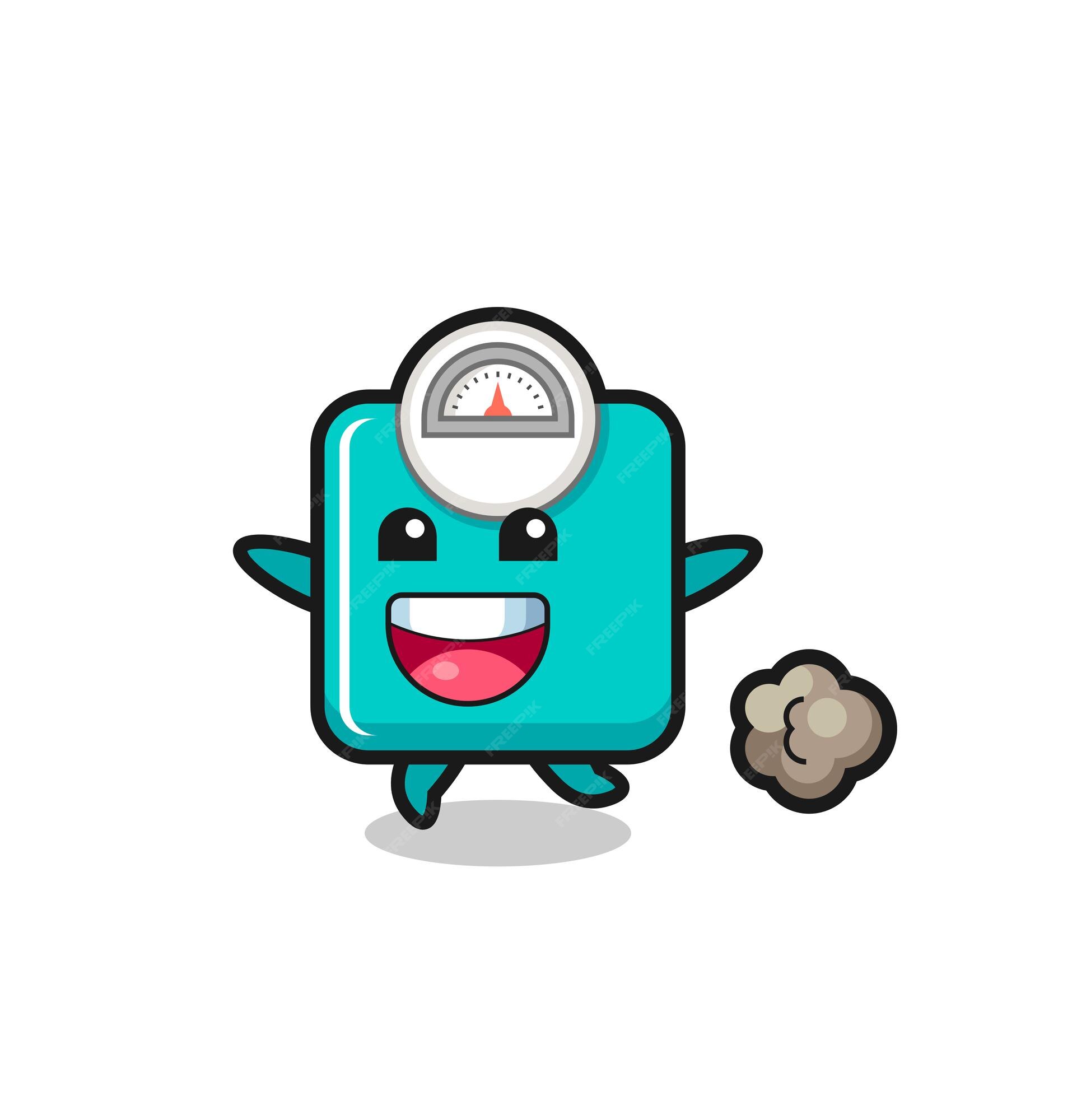 Premium Vector | The happy weight scale cartoon with running pose Premium Vector | The happy weight scale cartoon with running pose