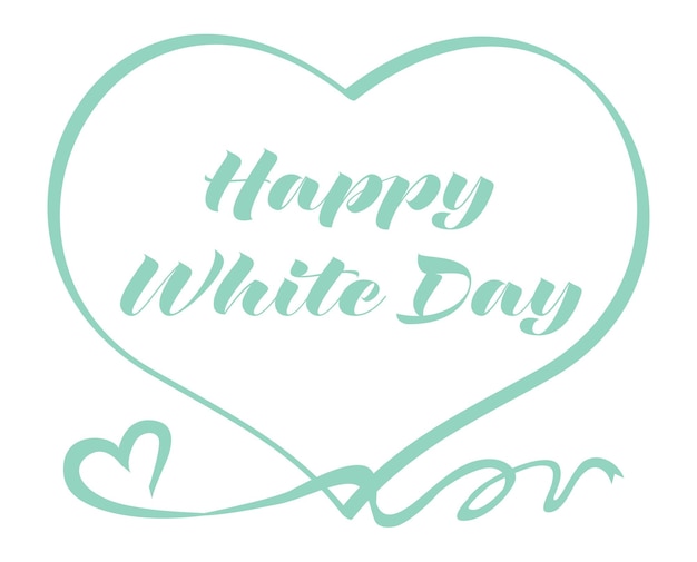 Happy white day belettering met hart en lint.