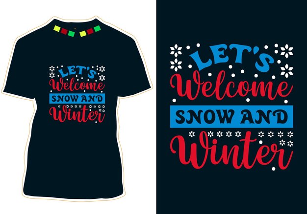 Vector happy winter day quotes tshirt design