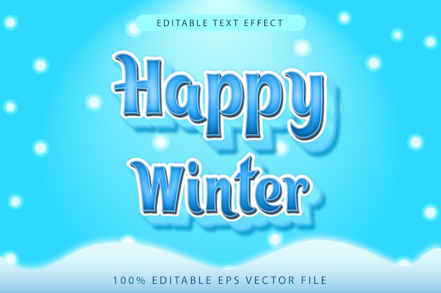 Happy Winter Editable Text Effect 3d Gradient Style