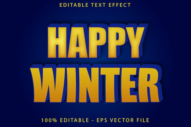 Happy Winter Editable Text Effect Flat Gradient Style