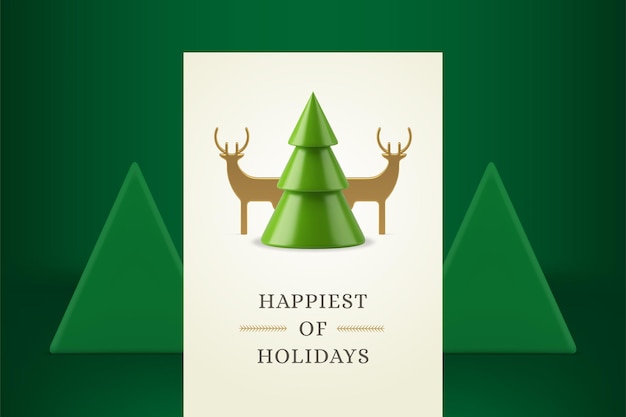 Happy winter holiday greeting card realistic template 3d icon vector merry christmas congrats