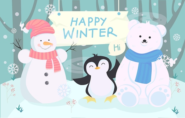 Vector happy winter illustration vector