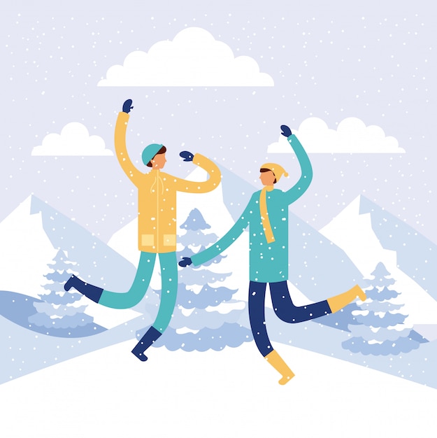 Vector happy winter people vacation