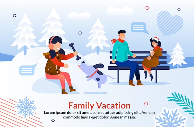 Vector happy winter time with family inspiration poster