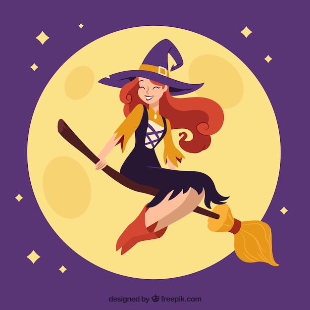 Happy witch with modern style