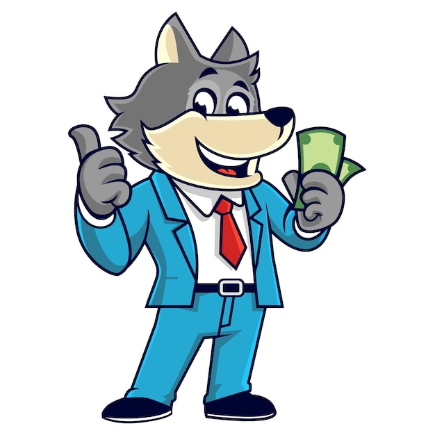 Vector happy wolf cash