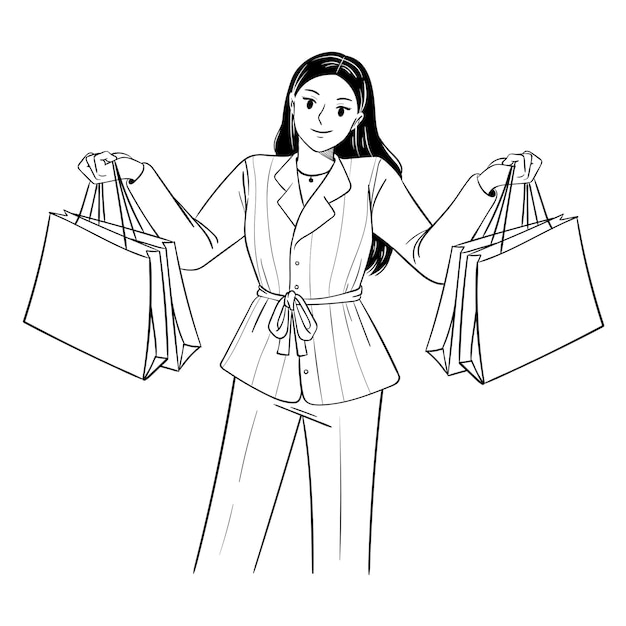 Happy woman holding shopping bag enjoying shopping