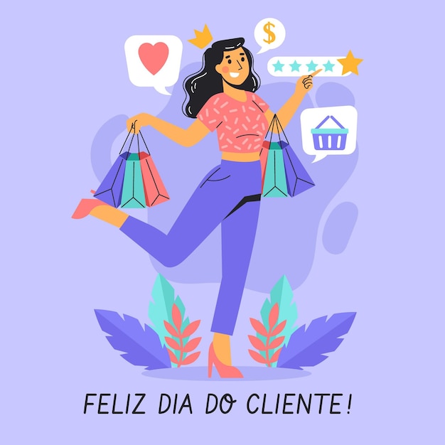 happy woman holding shopping bags customer day