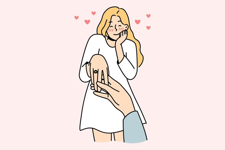 Vector 指にリングを持つ幸せな女