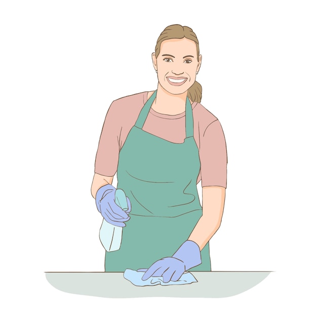 Vector happy woman working at cleaning company