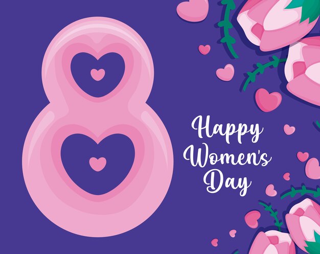 Happy women day card with number eight date