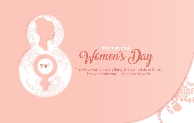 Happy women day greeting card illustration 3d papercut diverse woman silhouette