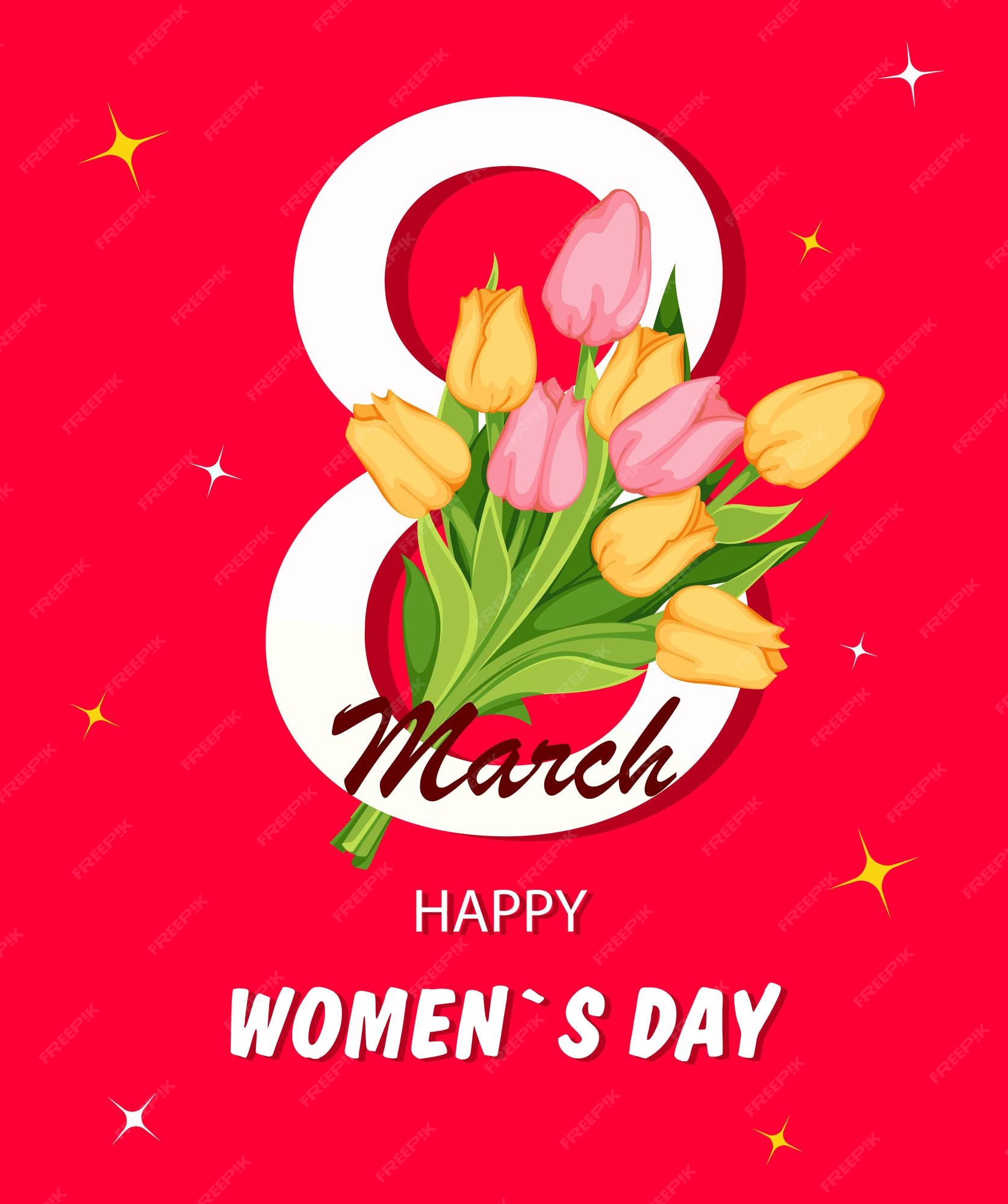 8 Of March Women S Day Poster With Woman Vector Stock Illustration