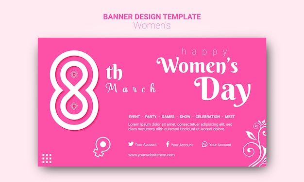 Happy women's day background and social media banner poster design template