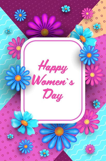 Happy women's day background with flowers