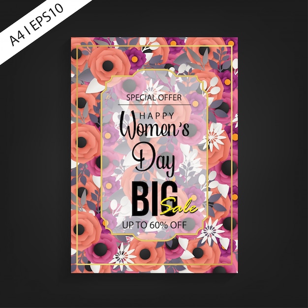 Vector happy women's day big sale flyer template