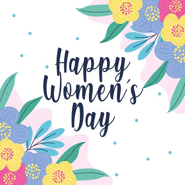 Happy women's day card with flowers.  illustration