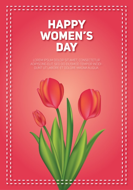 Happy women's day card with realistic tulips