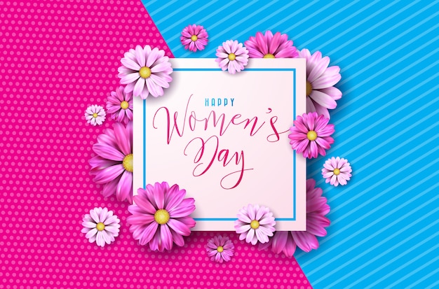 Happy Women's Day Floral Greeting Card Design