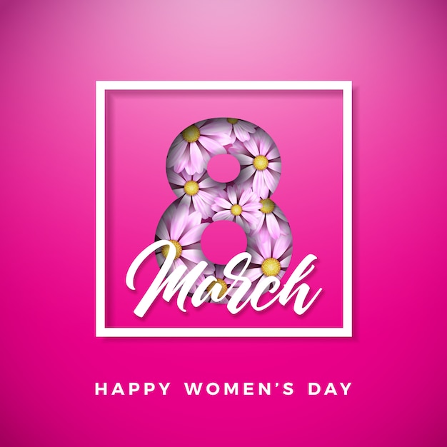 Happy women's day floral greeting card design