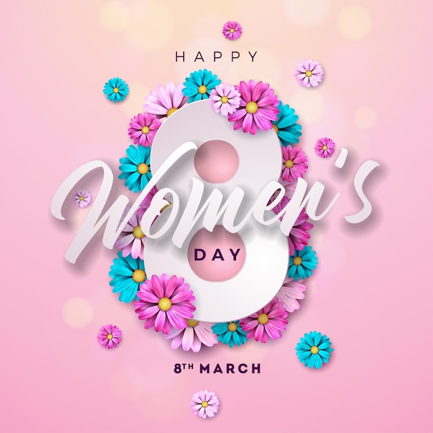 Happy women day цветочная открытка