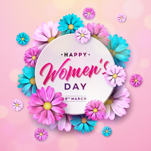 Vector happy women's day floral greeting card