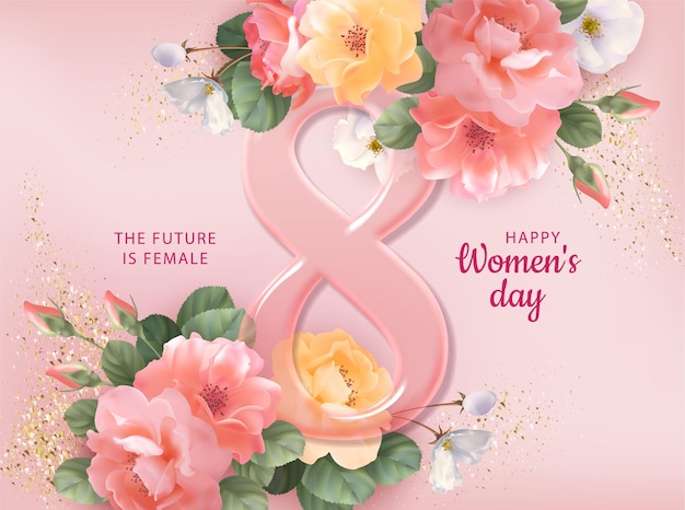 Цветочная открытка с женским днем