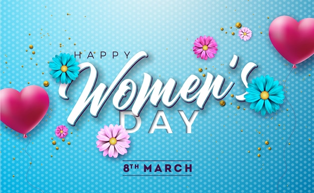 Happy women's day floral illustration with flower