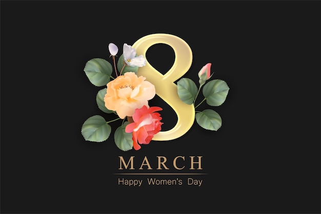 Vector happy women's day greeting card on march 8