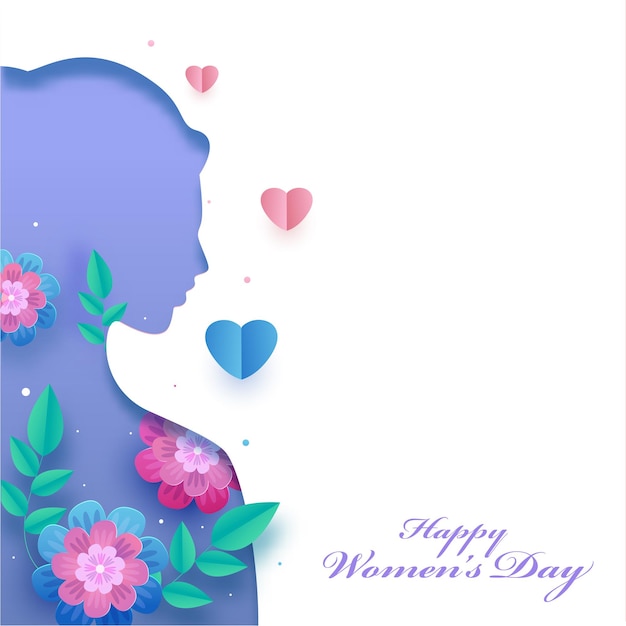 Happy women's day greeting card with paper cut female face