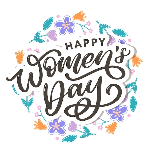 Vector happy women's day handwritten lettering