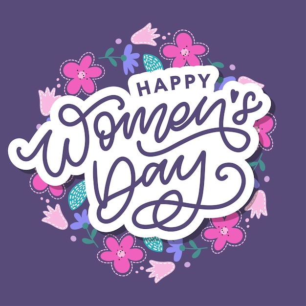 Vector happy women's day handwritten lettering.