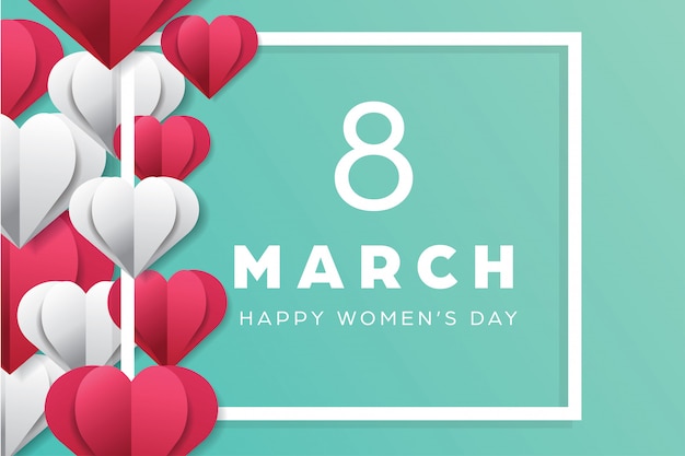 Happy Women's Day Holiday with Paper Cut Love Shapes Style